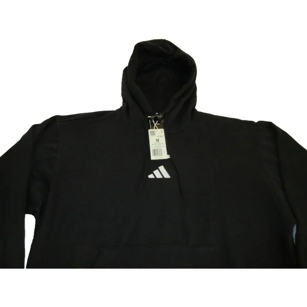 Adidas Men's Feel Cozy HD Hoodie PO Sweatshirt Black White Size Medium NWT